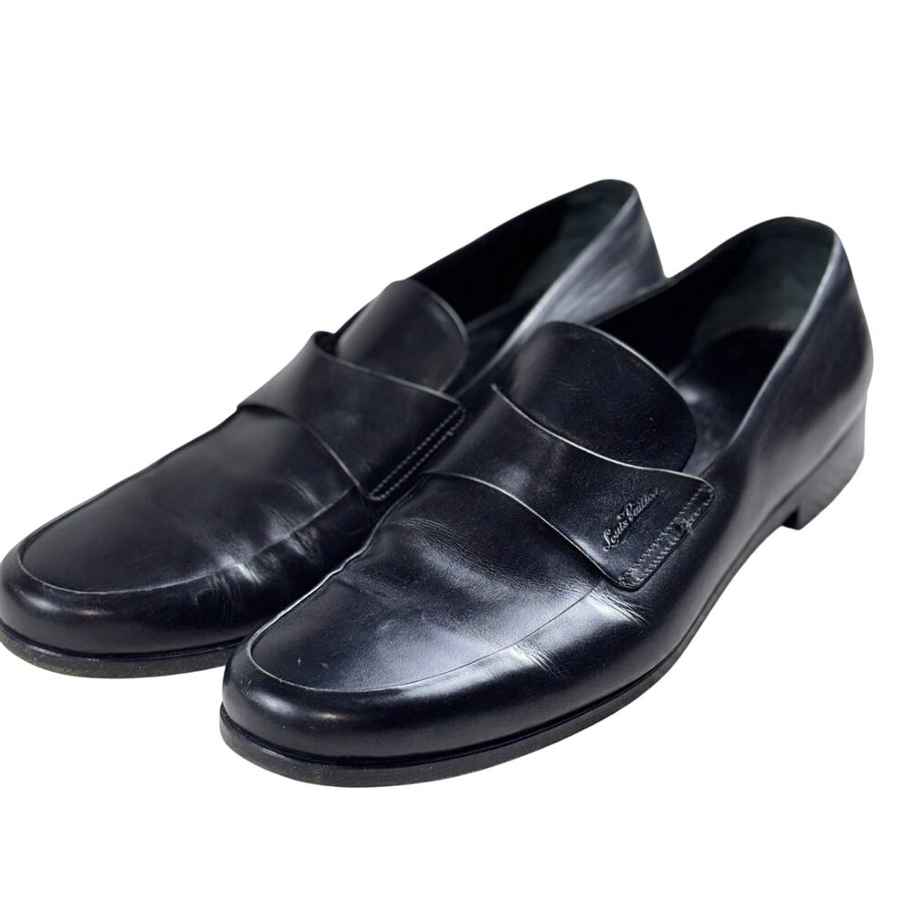 Louis Vuitton Black Leather Slip-On Loafers